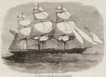 El nuevo barco de vapor del correo indio Inglaterra